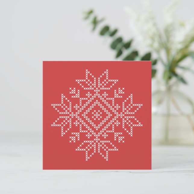 Christmas holiday nordic knitted snowflake  (Standing Front)