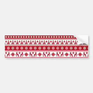 Christmas Holiday Nordic Pattern Cozy Bumper Sticker