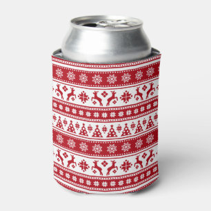 Christmas Holiday Nordic Pattern Cozy Can Cooler