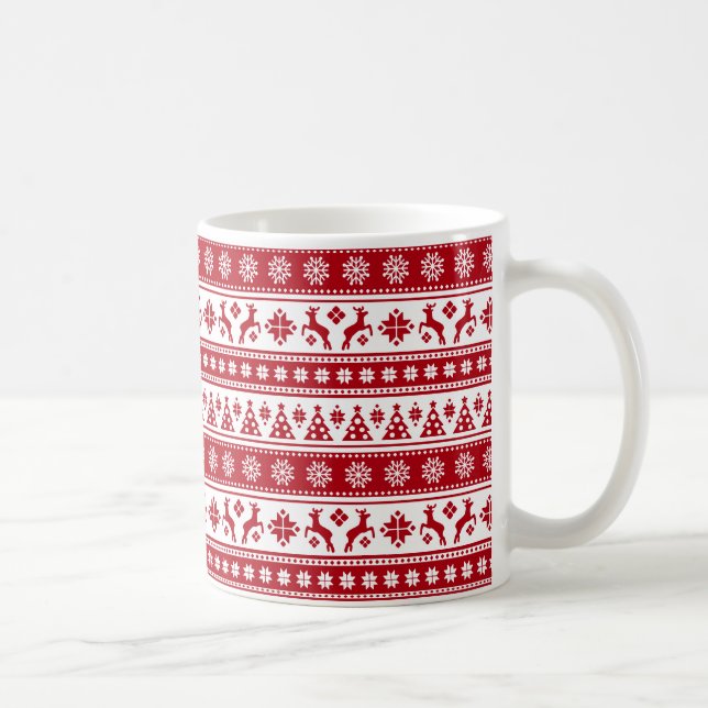 Christmas Holiday Nordic Pattern Cozy Coffee Mug (Right)