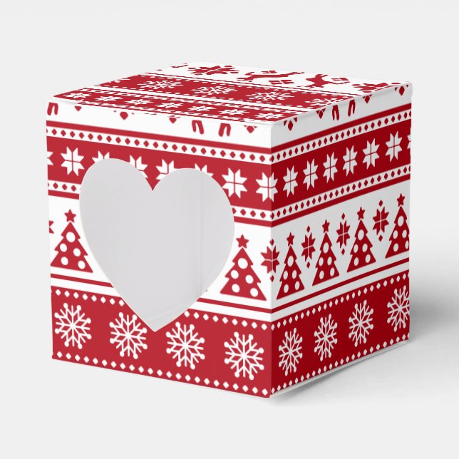 Christmas Holiday Nordic Pattern Cozy Favor Box (Front Side)