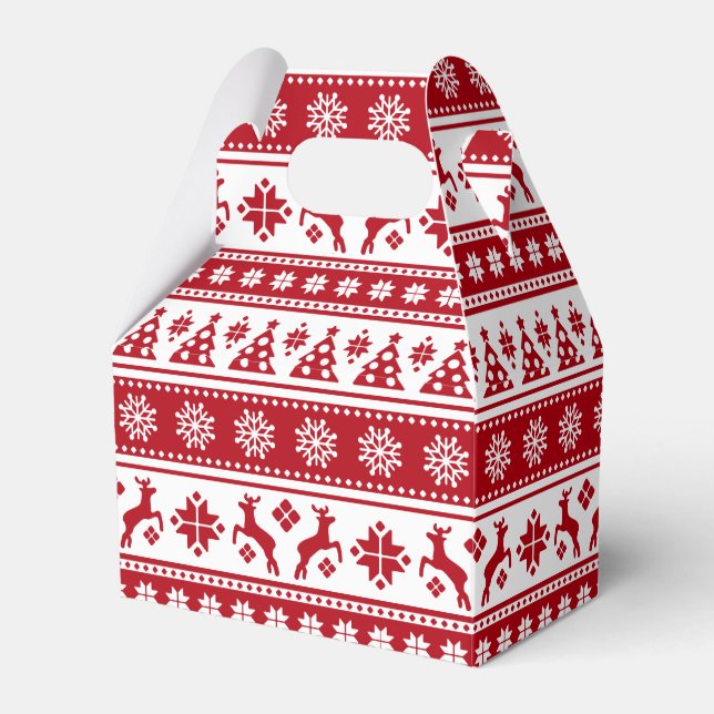 Christmas Holiday Nordic Pattern Cozy Favor Box (Front Side)