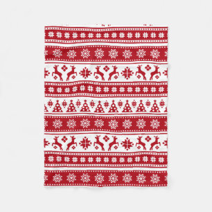 Christmas Holiday Nordic Pattern Cozy Fleece Blanket