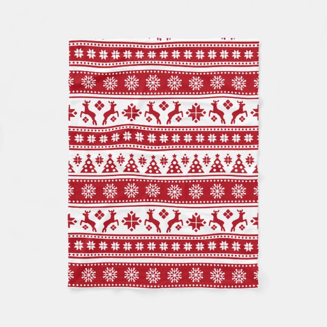 Christmas Holiday Nordic Pattern Cozy Fleece Blanket (Front)