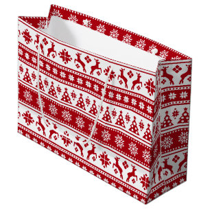 Christmas Holiday Nordic Pattern Cozy Large Gift Bag