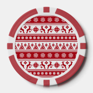 Christmas Holiday Nordic Pattern Cozy Poker Chips