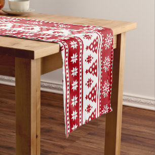 Christmas Holiday Nordic Pattern Cozy Short Table Runner