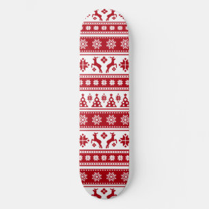 Christmas Holiday Nordic Pattern Cozy Skateboard