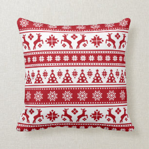 Christmas Holiday Nordic Pattern Cozy Throw Pillow