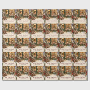 Christmas Holiday Nostalgic Toy Shop Window Wrapping Paper
