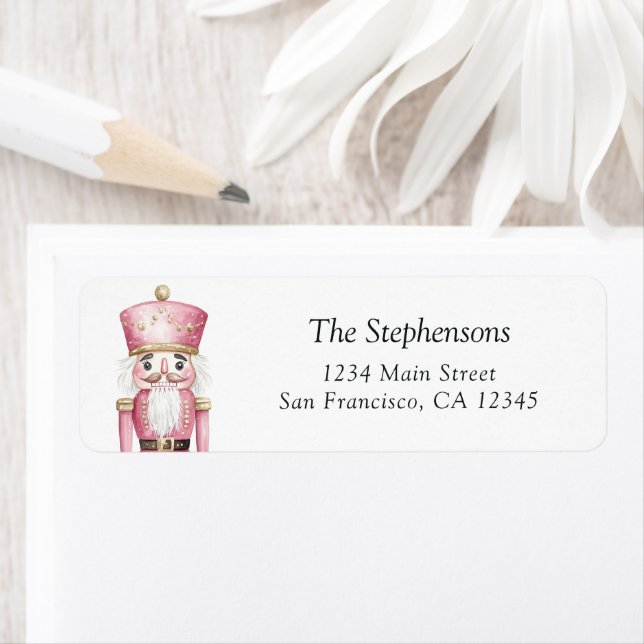Christmas Holiday Nutcracker Pink Return Address (Insitu)