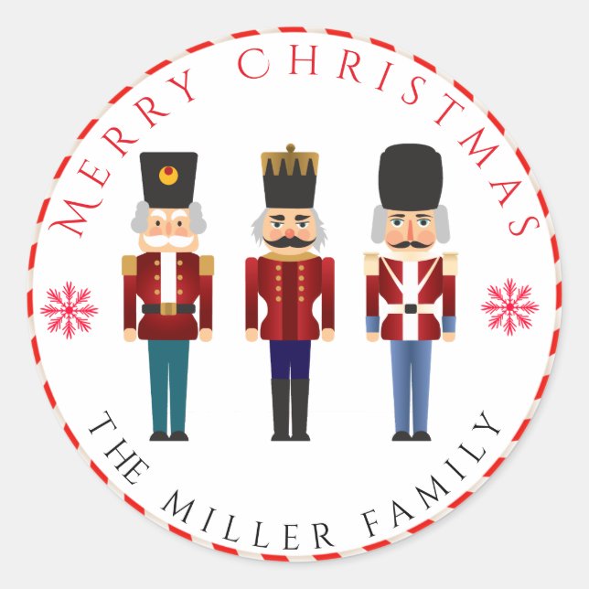 Christmas Holiday Nutcracker Trio Classic Round Sticker (Front)