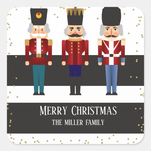 Christmas Holiday Nutcracker Trio Square Sticker (Front)