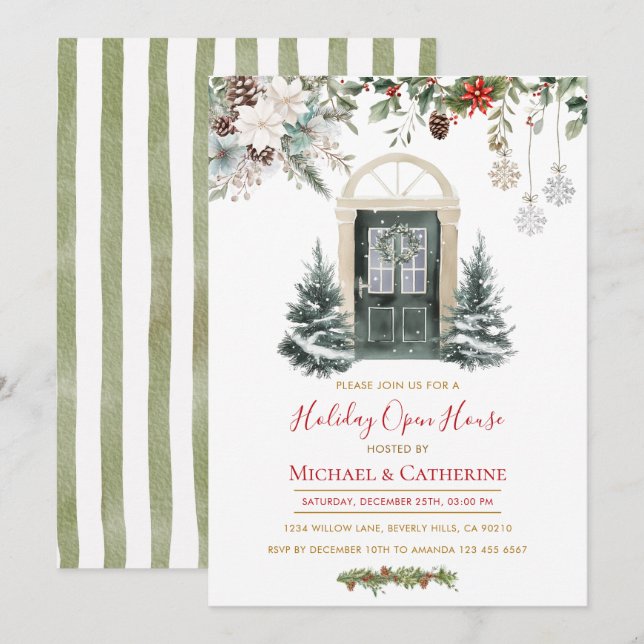 Christmas Holiday Open House Invitation (Devant / Derrière)
