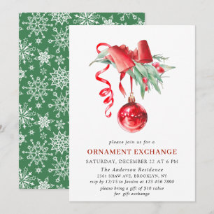 Christmas Holiday Ornament Exchange Party Invitation