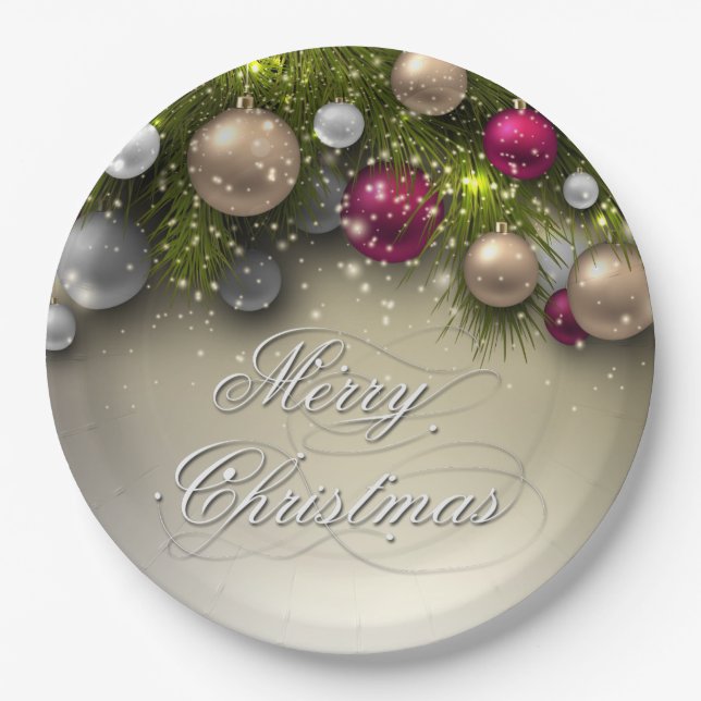 Christmas Holiday Ornaments - Multi Paper Plate (Front)