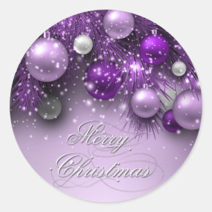 Christmas Holiday Ornaments - Purples Classic Round Sticker