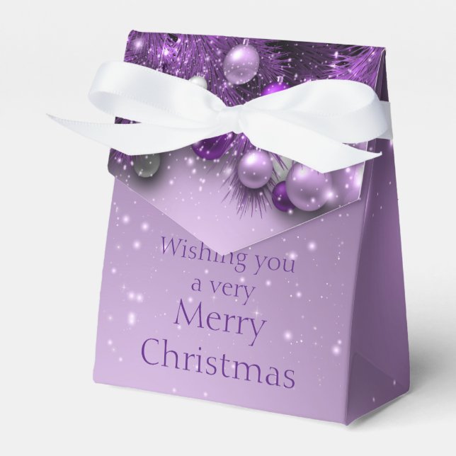 Christmas Holiday Ornaments - Purples Favor Box (Front Side)