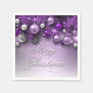 Christmas Holiday Ornaments - Purples Napkin