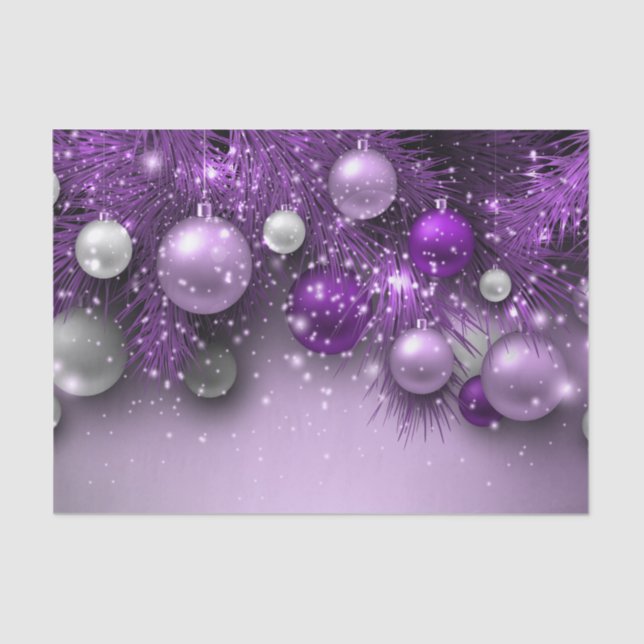 Christmas Holiday Ornaments - Purples Tissue Paper (Front)