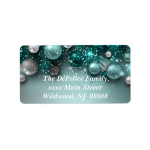 Christmas Holiday Ornaments - Teal - Customize Label