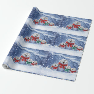 Christmas Holiday Owl and Family Cute Wrapping Paper
