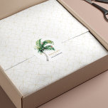Christmas Holiday Palm Tree Family Best Wishes Classic Round Sticker<br><div class="desc">Watercolor Palm Tree Christmas Holiday stickers that you can easily customize by clicking the "Personalize" button.</div>