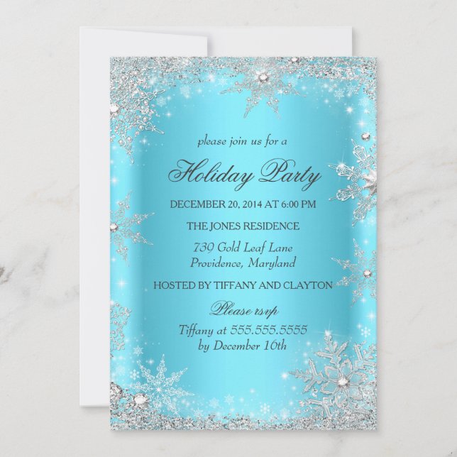 Christmas Holiday Party Blue Winter Wonderland Invitation (Front)