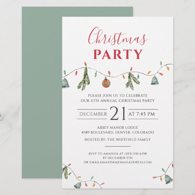 Christmas Holiday Party Corporate Event Invitation Stationery (Front/Back)