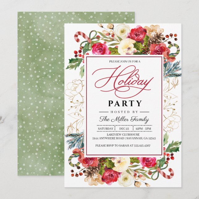 Christmas Holiday Party Dinner Invitation (Front/Back)