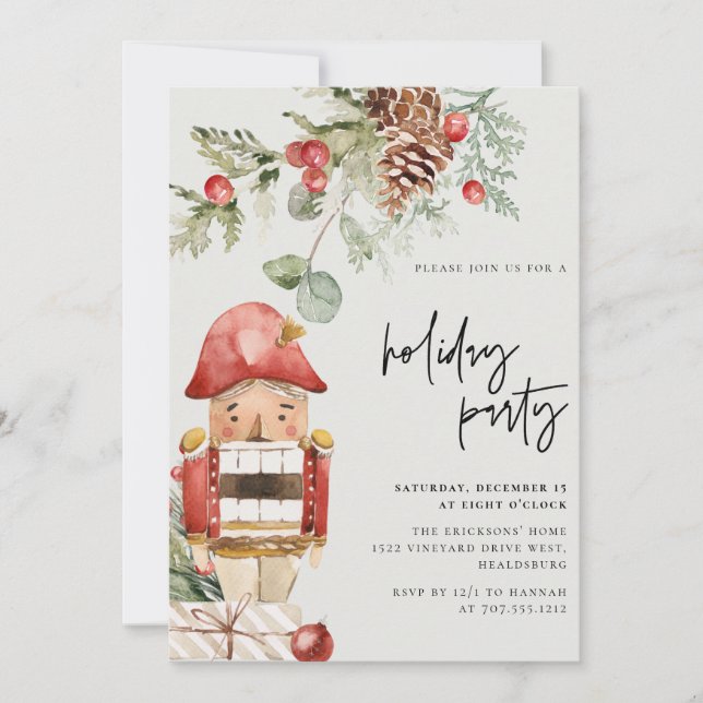 Christmas Holiday Party Dinner Modern Nutcracker Invitation (Front)