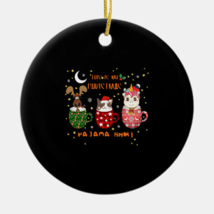 Christmas Holiday Party Gifts Unicorn Santa Hat Ceramic Ornament