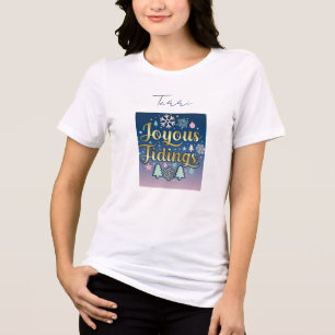 Christmas Holiday Party Joyous Tidings Name Tag Tri-Blend Shirt