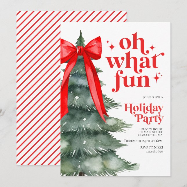 Christmas Holiday Party Oh What Fun Invitation (Front/Back)