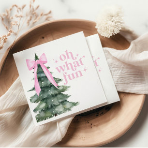 Christmas Holiday Party Oh What Fun Pink Napkin