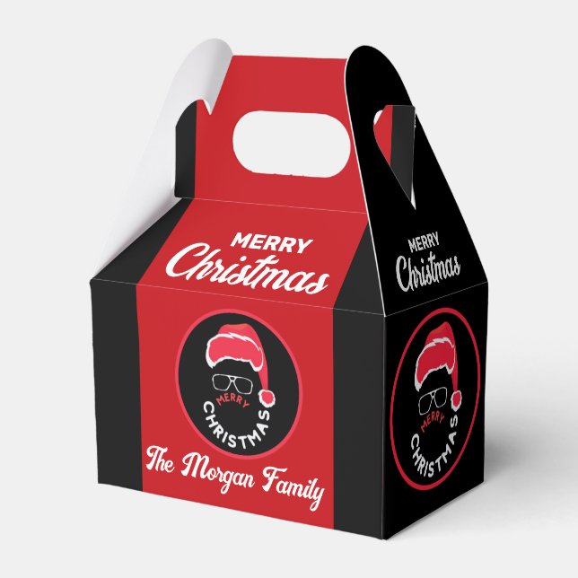 Christmas Holiday Party Red Black Favor Box (Front Side)