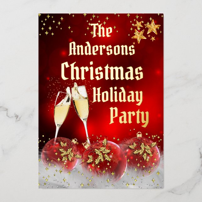 Christmas Holiday Party Red Gold Champagne  (Front)