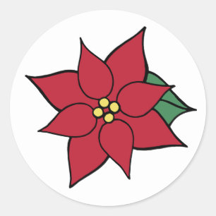 Christmas Holiday Party Red Poinsettia Stickers