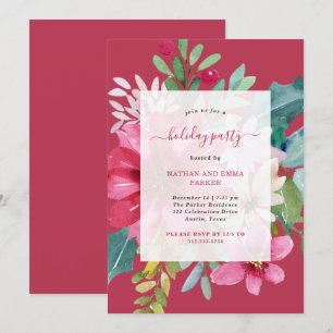 Christmas Holiday Party Vibrant Watercolor Floral Invitation