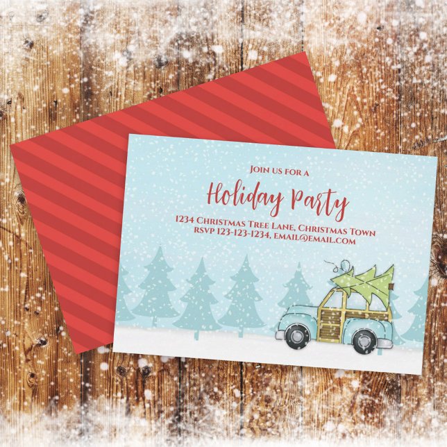Christmas Holiday Party Winter Snow Whimsical Car  Invitation (Creator Uploaded)