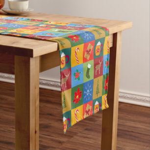 Christmas holiday patchwork pattern short table runner