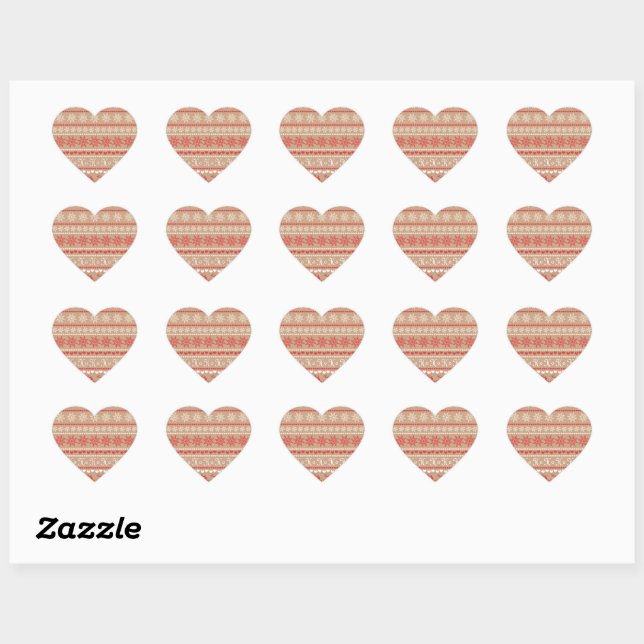 Christmas Holiday pattern Heart Sticker (Sheet)
