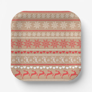 Christmas Holiday pattern Paper Plate