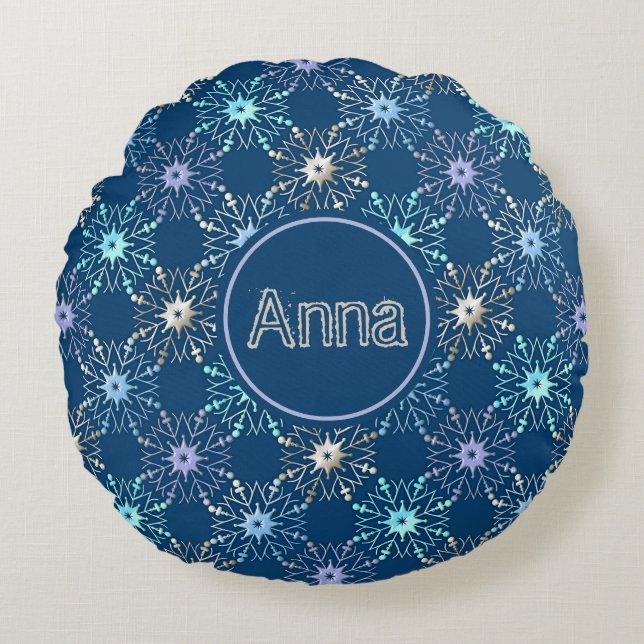 christmas holiday pattern. text.  round pillow (Front)