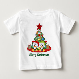 Christmas Holiday penguins add text baby unisex T-Shirt