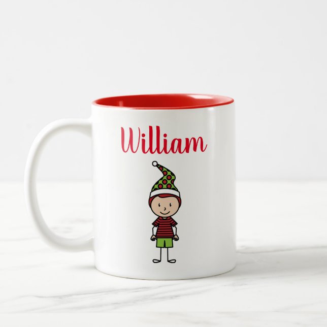christmas holiday personalized custom name coffee  Two-Tone coffee mug (Left)