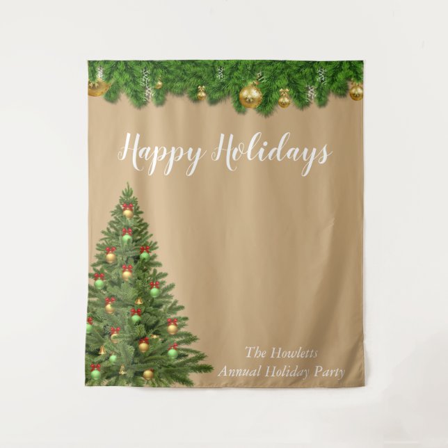 Christmas Holiday Photo Backdrop Party Tapestry (Front)