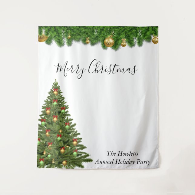 Christmas Holiday Photo Backdrop Party  Tapestry (Front)