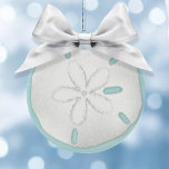 Christmas Holiday Photo Blue Beach Sand Dollar Sea Ceramic Ornament<br><div class="desc">This design features Christmas holiday elegant simple beach,  nautical coastal sea ocean life,  sand dollar joy minimalist teal,  trendy stylish calligraphy script font,  turquoise teal blue tropical island,  Christmas holiday wrapping supplies,  sea shells coastal living coast,  Christmas holiday beach house cottage cushion home décor</div>