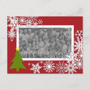 Christmas Holiday Photo Card w/ Snowflakes & Tree